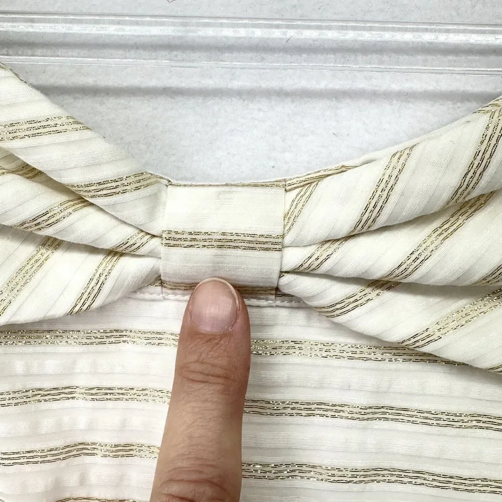 Lilly Pulitzer Henley Corded Organza Gold Stripe Knee Length Dress Size 8 - Picture 15 of 16